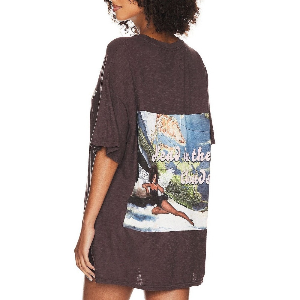Boys Lie Daydreamer Boyfriend Tee Head in the Clouds Brown Graphic Rare One Size